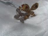 Anel em estilo flor 1 prata e 1 dourado com zircônia
